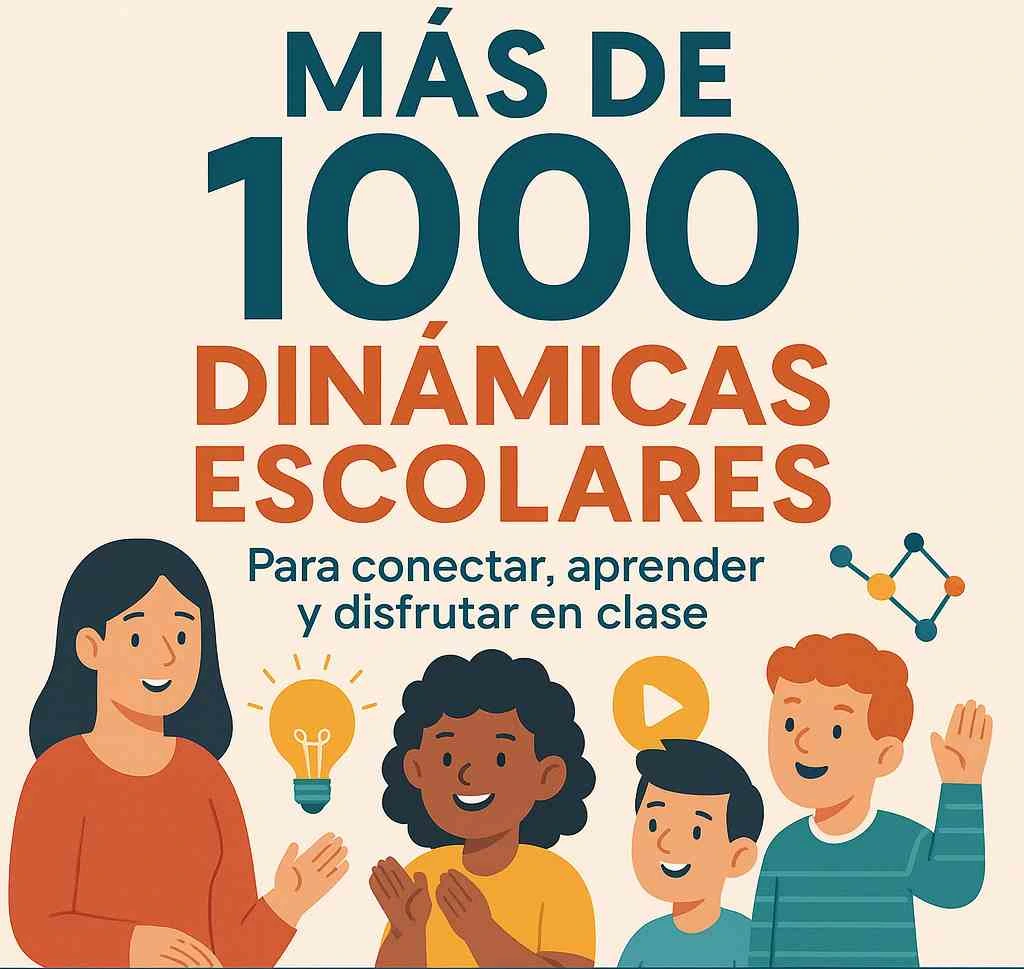 Portada y páginas de ‘Más de 1000 Dinámicas Escolares’