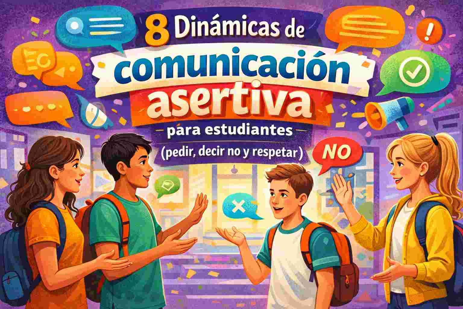 8 Dinámicas de comunicación asertiva para estudiantes (pedir, decir no y respetar)