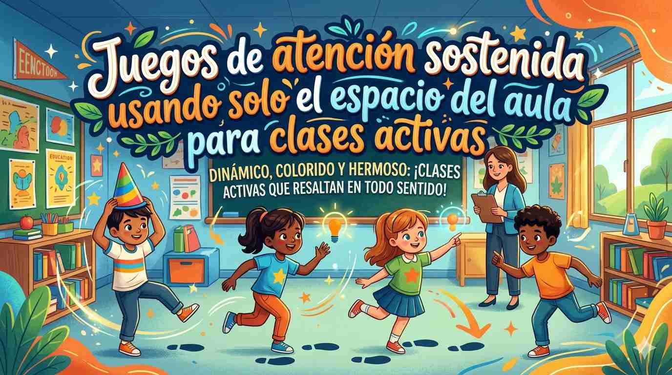Juegos de atención sostenida usando solo el espacio del aula para clases activas